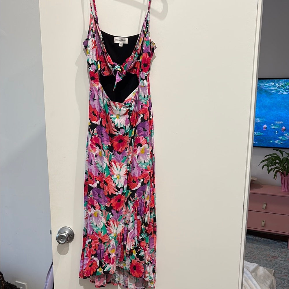 Privacy Please Pink Red Sundress Spaghetti Strap